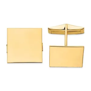 14k Yellow Gold Solid Square Design Cuff Links