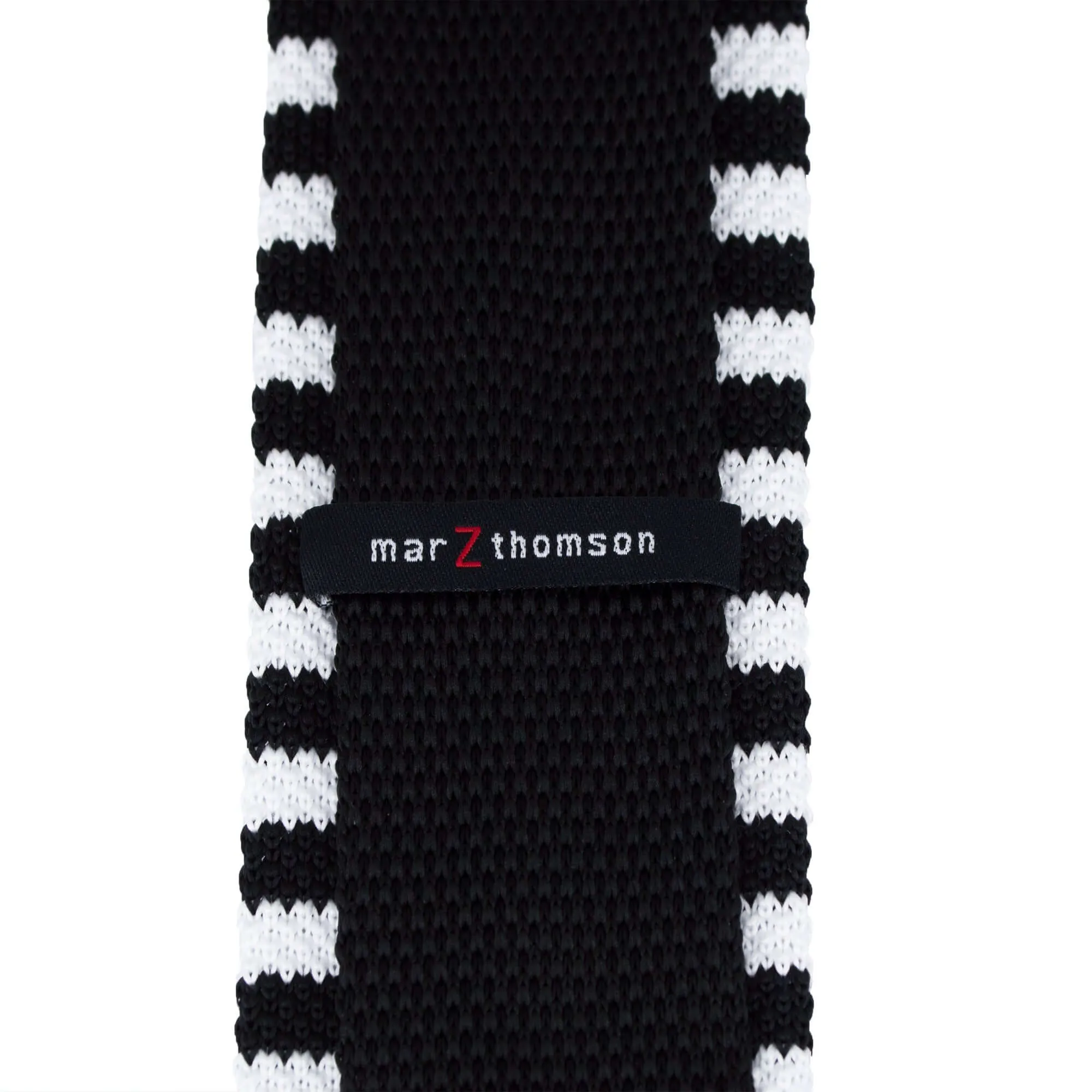 6.5cm Knitted Ties with Black and White Stripes (Online Exclusive)