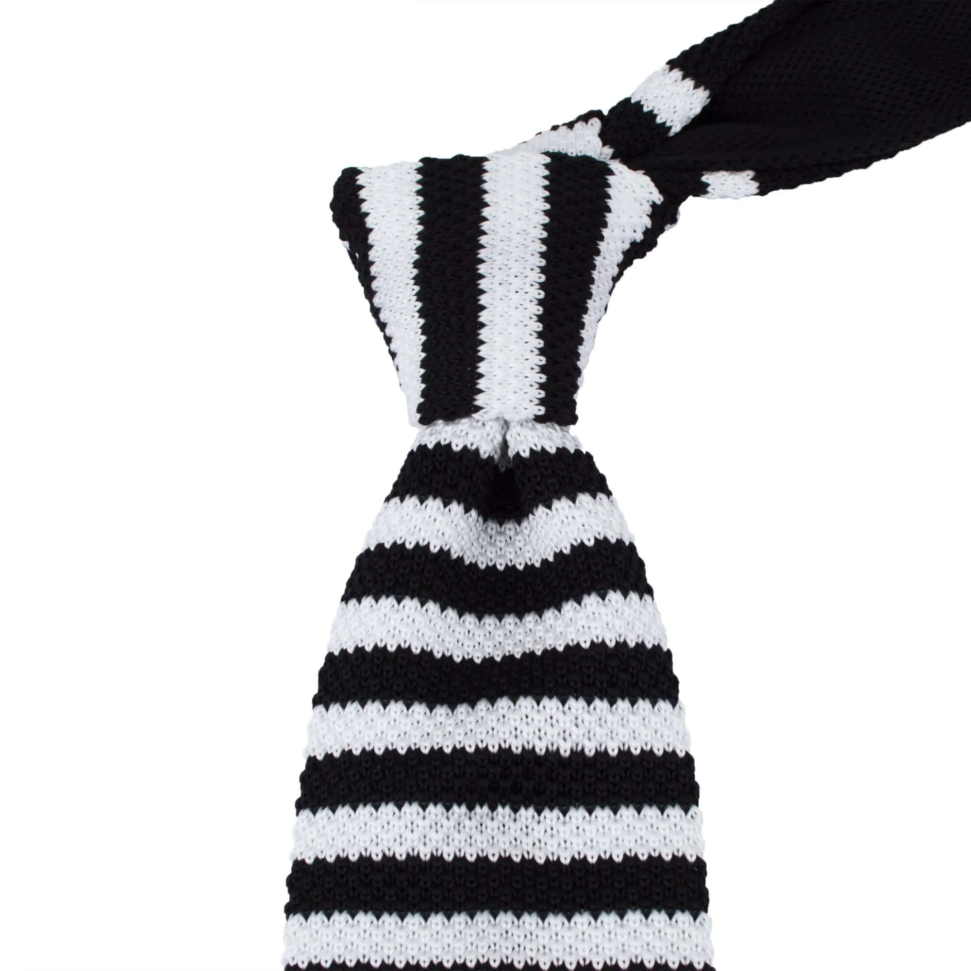 6.5cm Knitted Ties with Black and White Stripes (Online Exclusive)