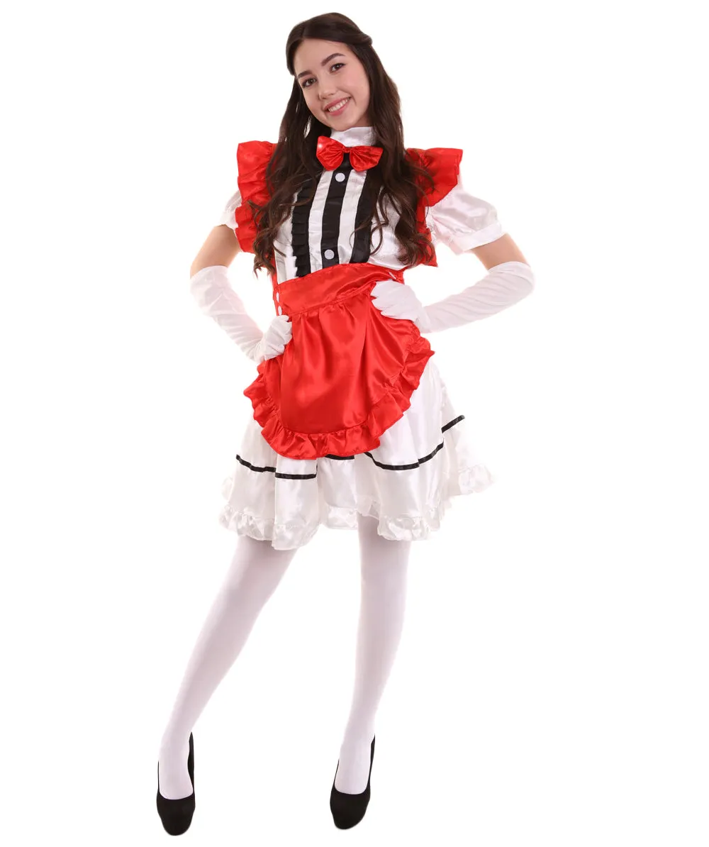 Adult Women's Anime Cosplay French Maid Fancy Uniform Costume | Red Cosplay Costume