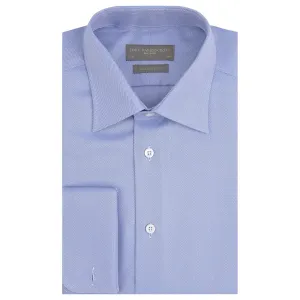 Amon Blue and White Herringbone Shirt