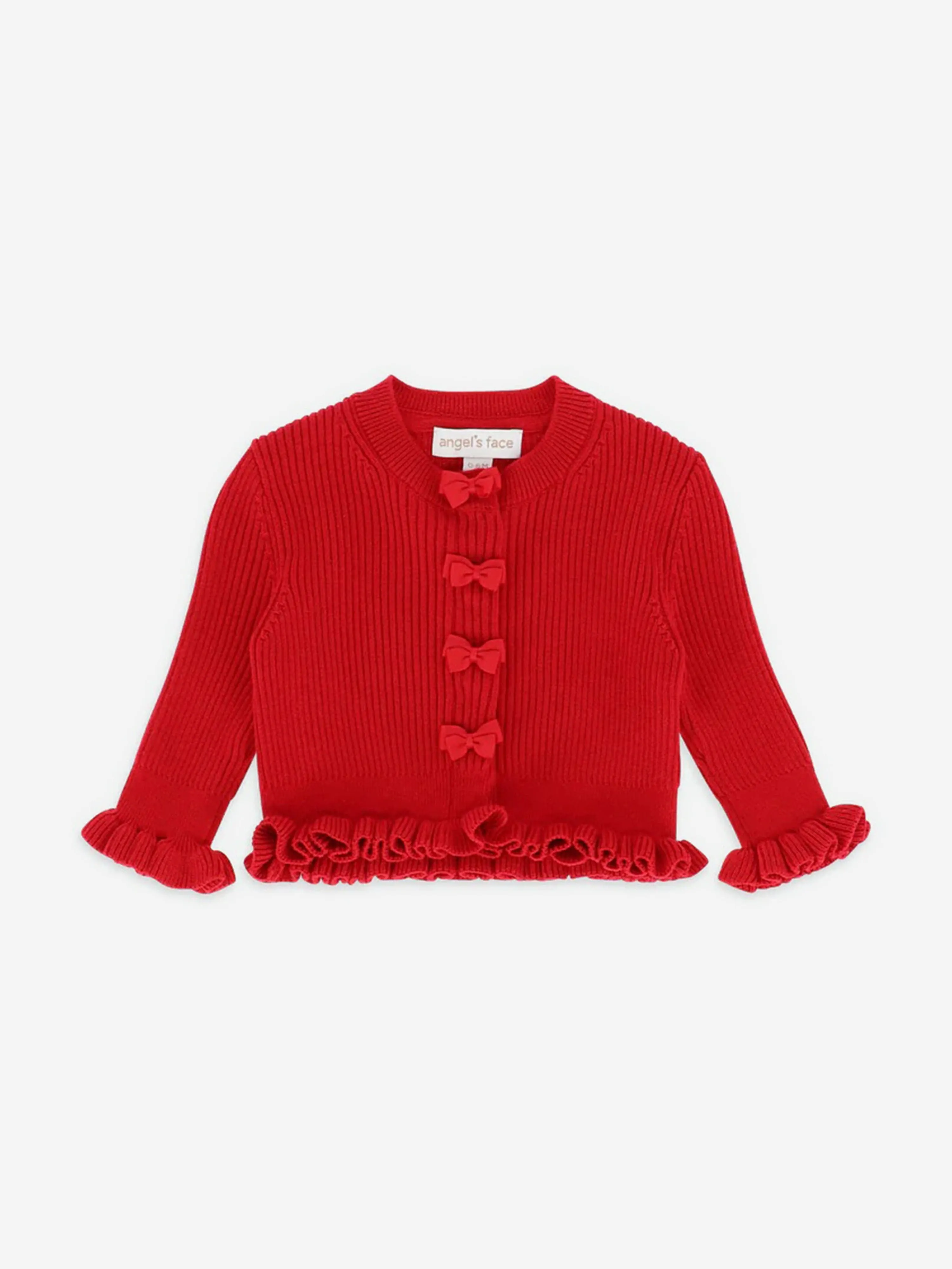 Angels Face Baby Girls Tyler Knitted Cardigan in Red