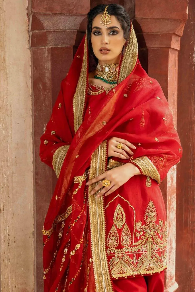 Basit Sipra - BAANO - Silk - Red - 2 Piece