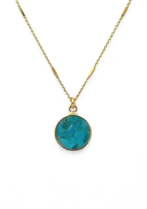 Bezel Set Round Turquoise Necklace