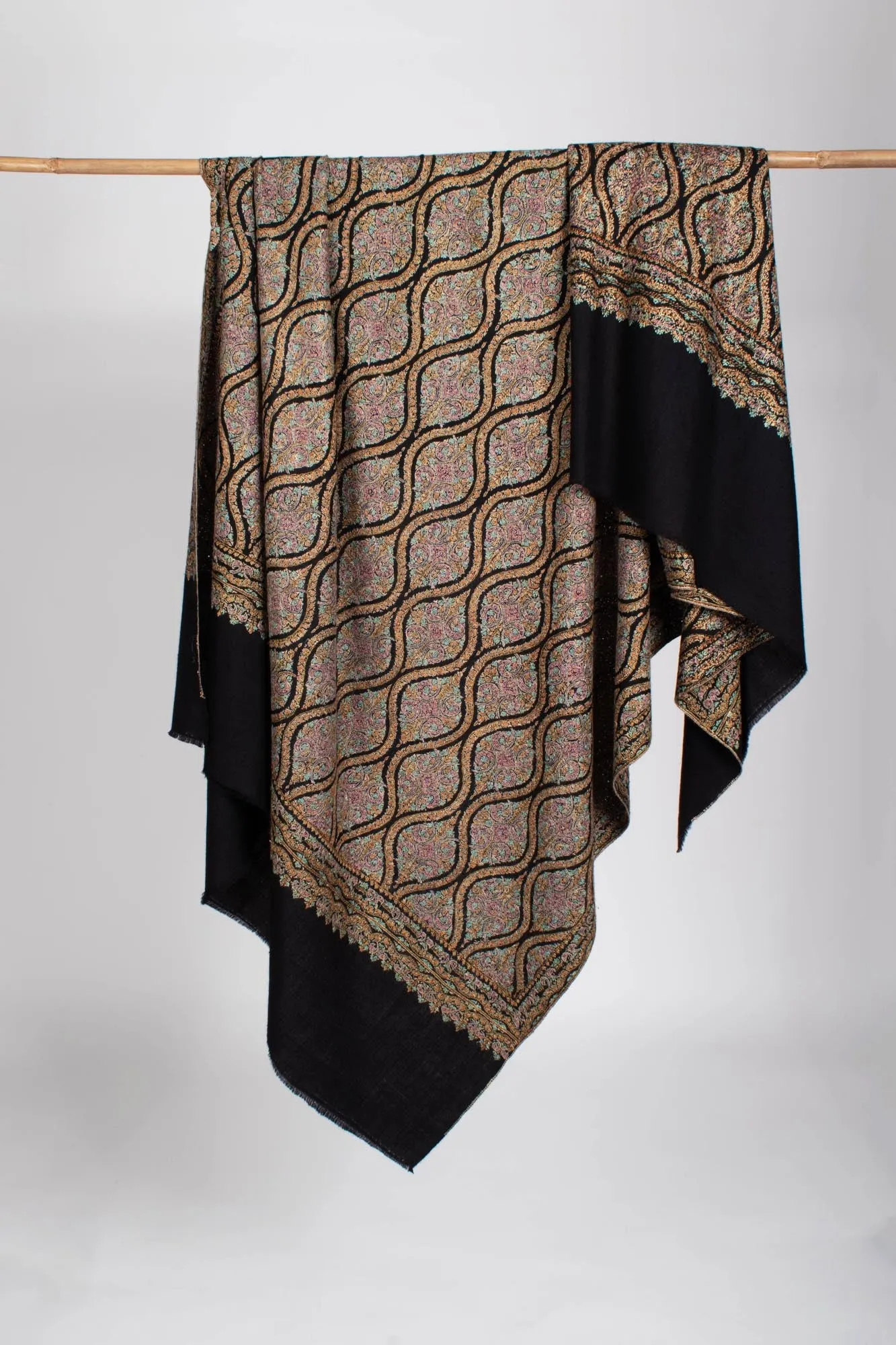 Black Artistic Pashmina Shawl - BREDA