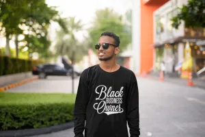 Black Business Owner (White) Long sleeve t-shirt (unisex)