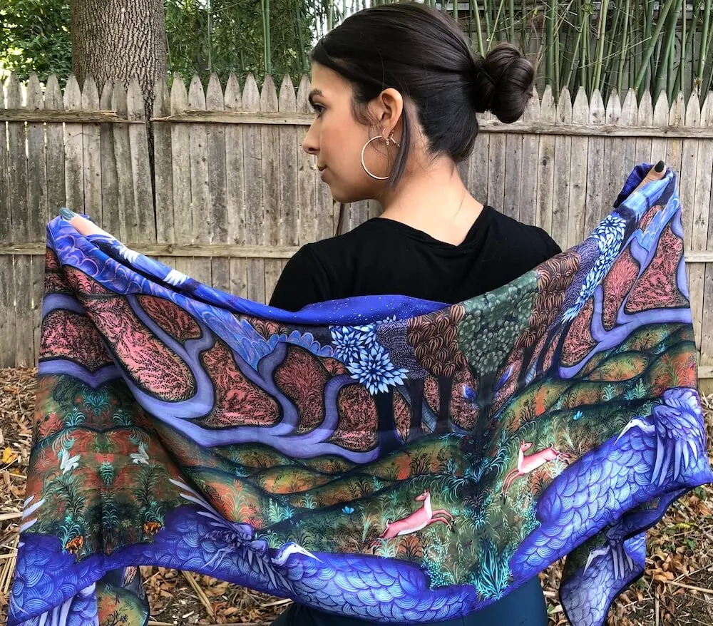 Blue Night Silk Shawl