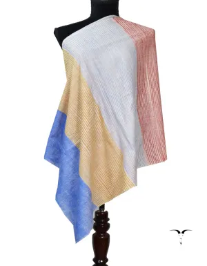 Blue White and Yellow Striped Pashmina Stole 7280