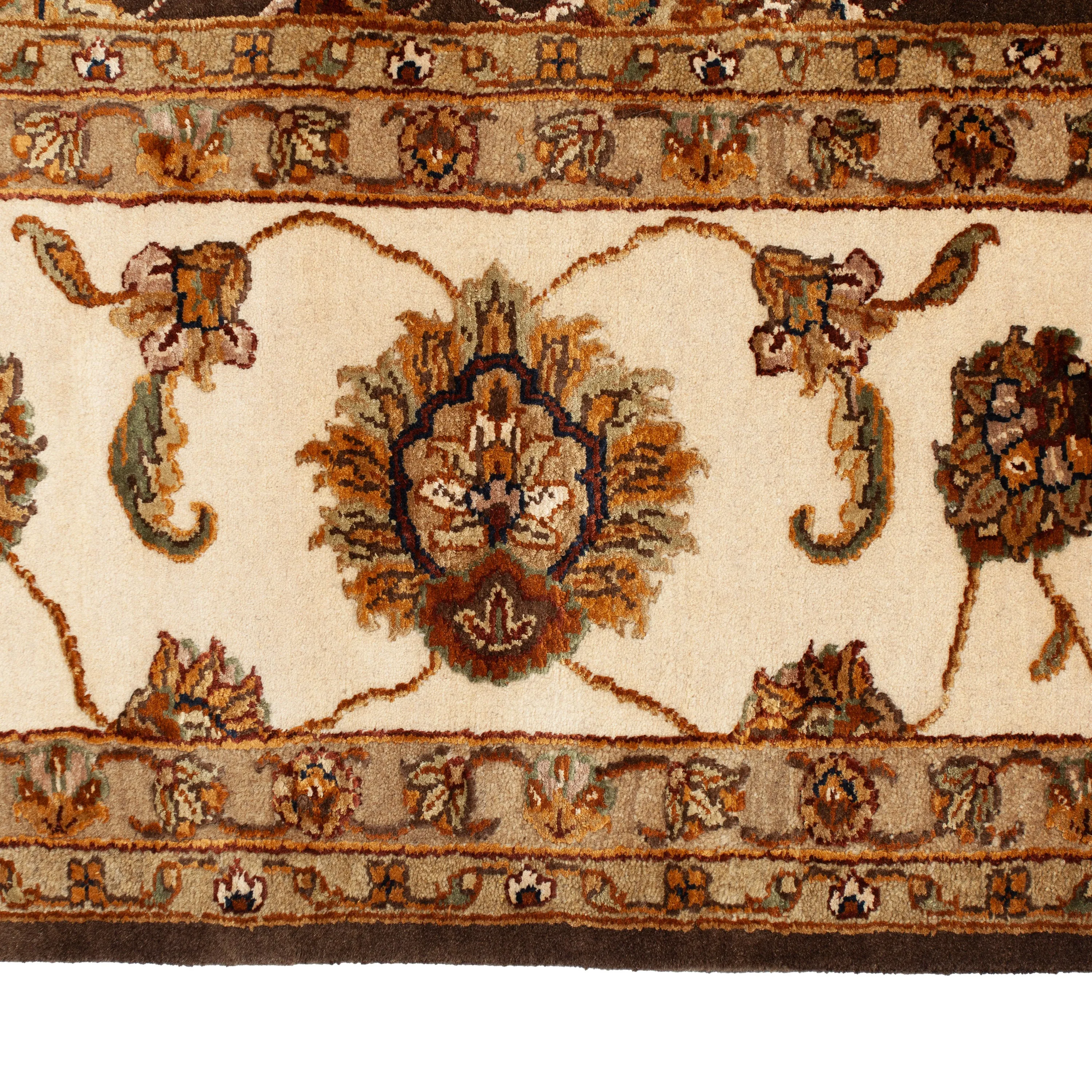 Brown Traditional Wool Silk Blend Rug - 9'1" x 12'2"