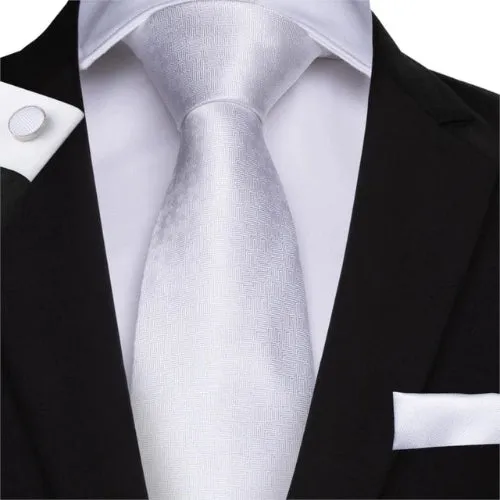 Classy Men Light Pattern Silver Silk Tie