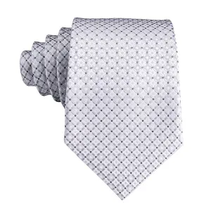 Classy Men Light Silver White Dotted Silk Tie