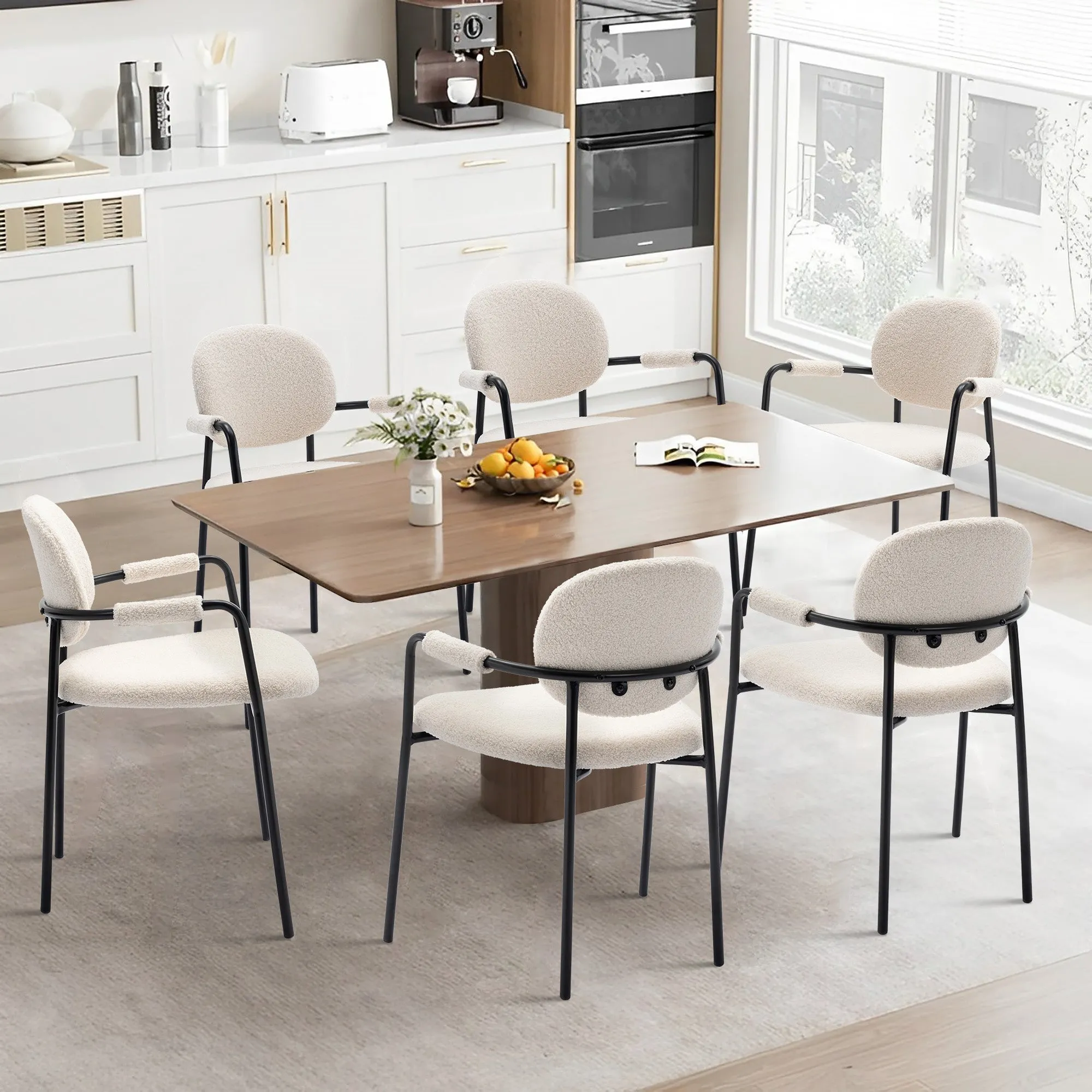 COLAMY Upholstered Modern Dining Chairs Fabric Kitchen Armchairs Model.C119T