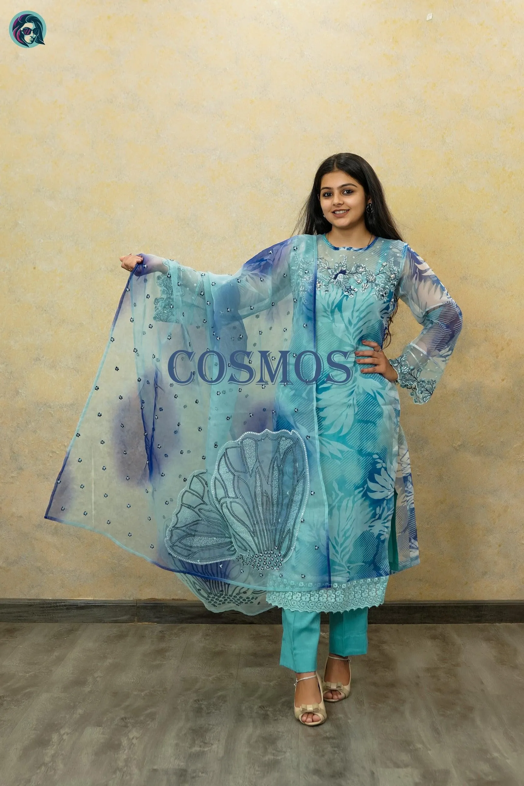 Cosmos Organza Embroidered Suit with Matching Dupatta - Lightweight Fabric Ideal for Special Occasions