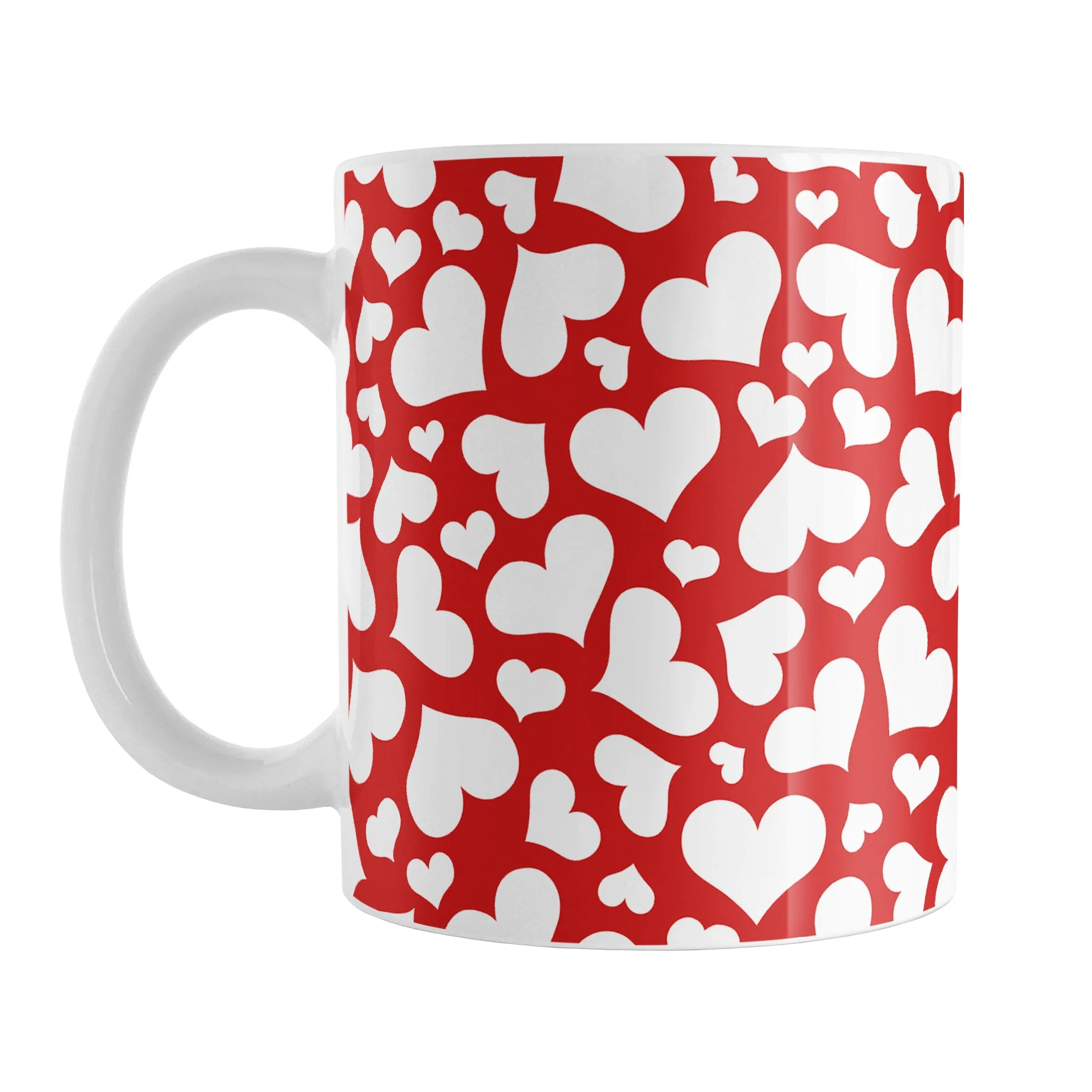 Cute White Hearts on Red Mug