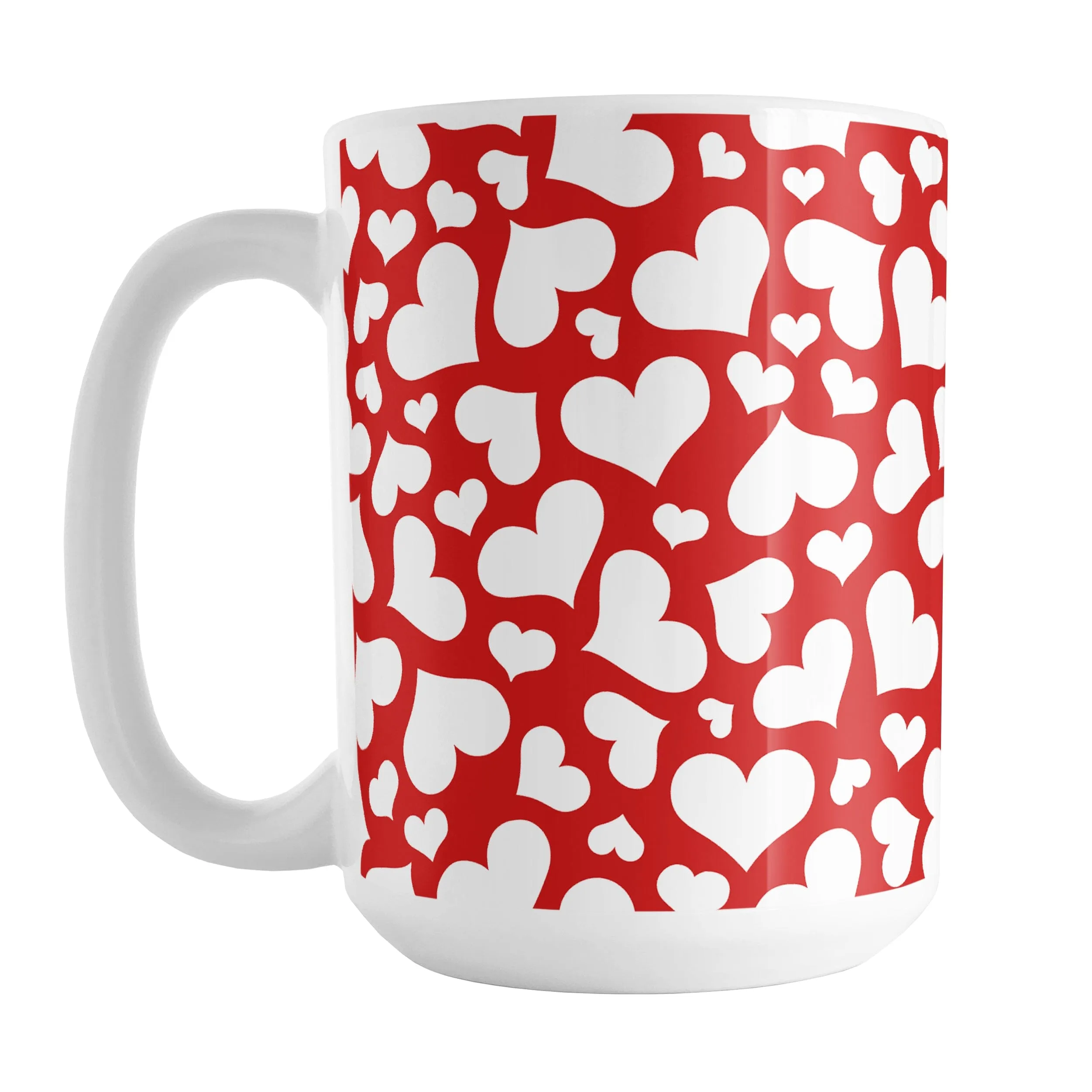 Cute White Hearts on Red Mug