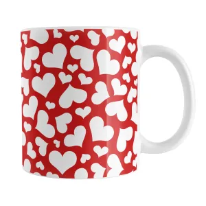 Cute White Hearts on Red Mug