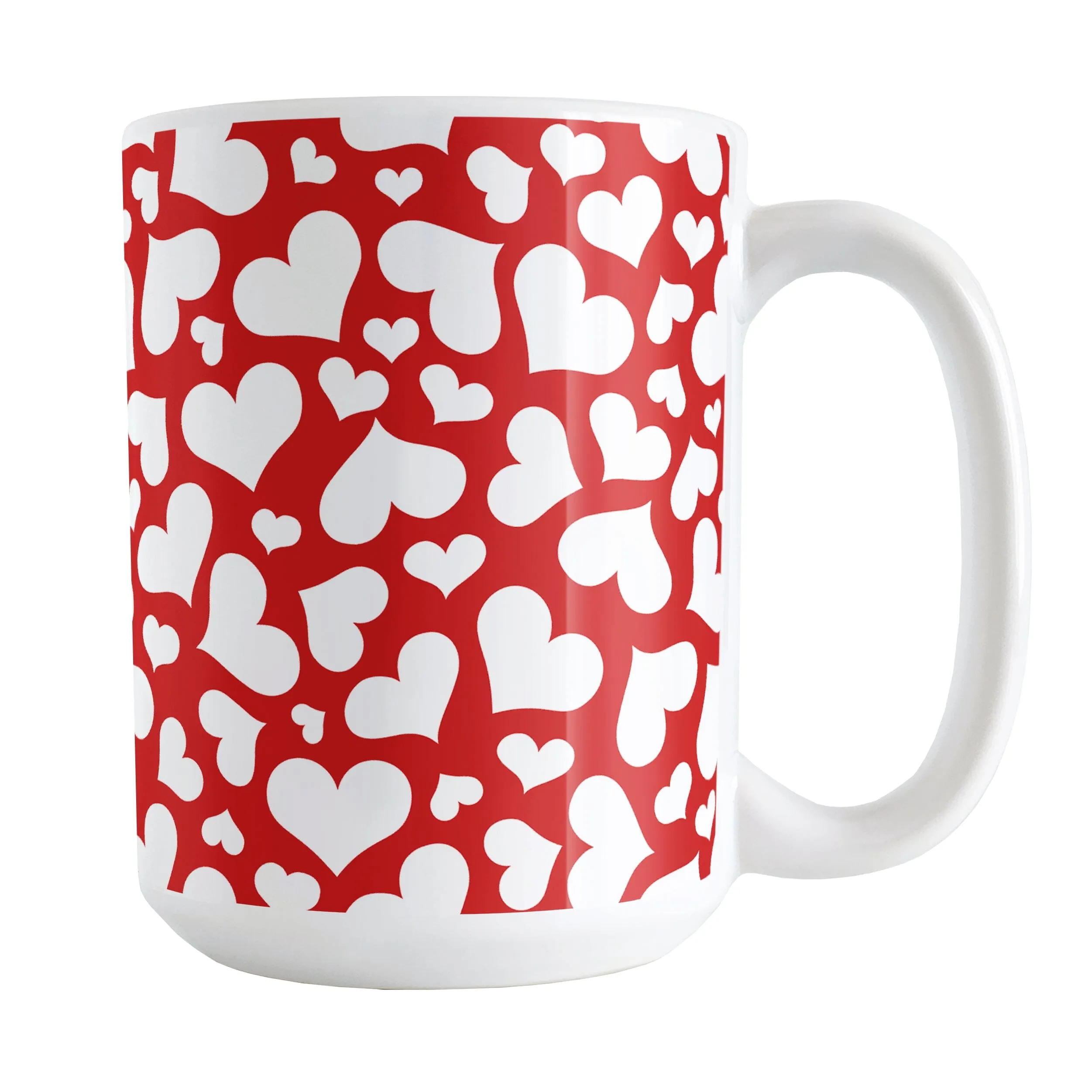 Cute White Hearts on Red Mug