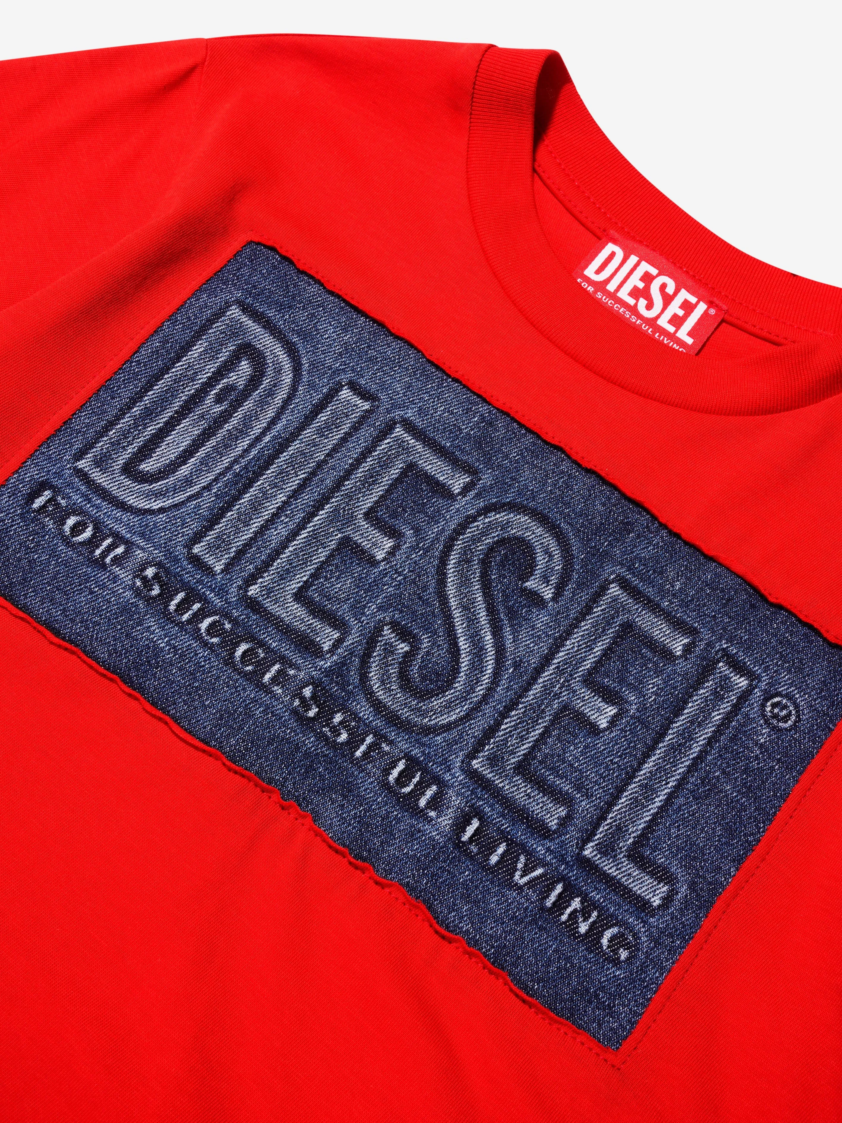 Diesel Boys Logo T-Shirt in Red