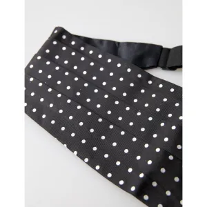 Dolce & Gabbana Elegant Silk Black & White Polka Dot Cummerbund