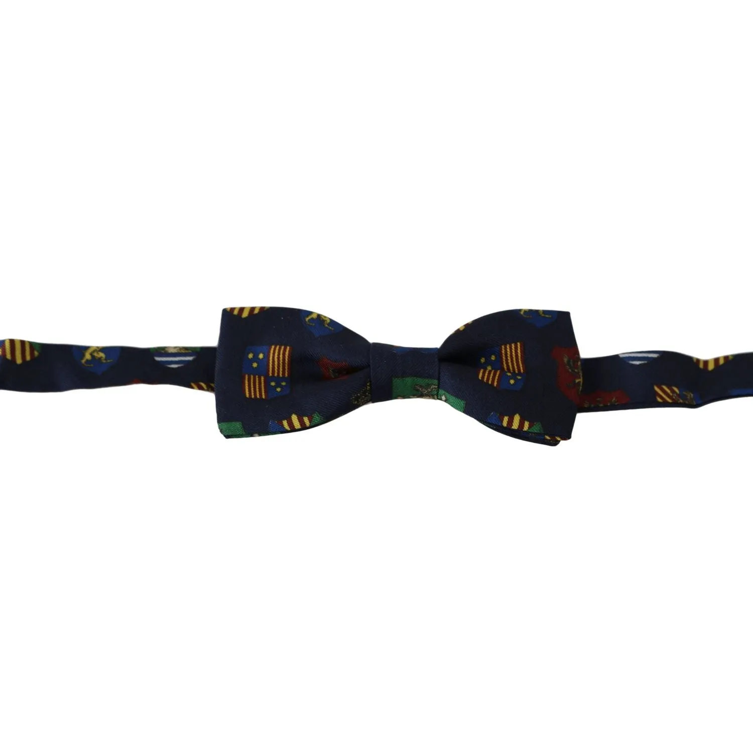 Dolce & Gabbana Exquisite Silk Bow Tie in Blue Flags Print