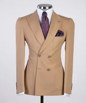 Double Breasted Beige Suit