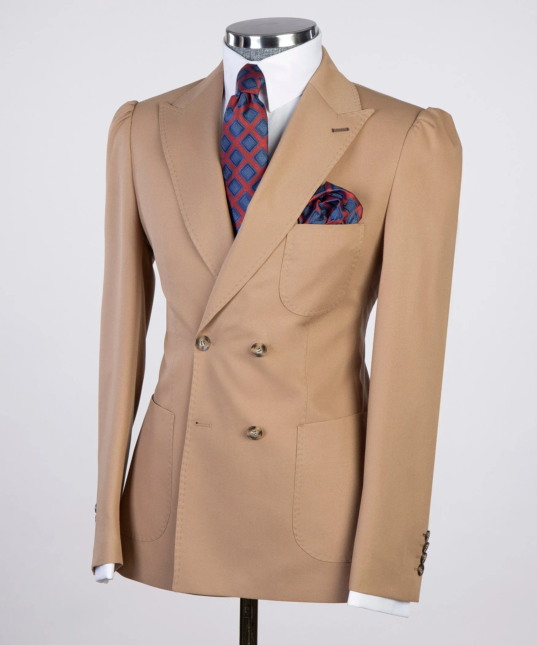 Double Breasted Beige Suit