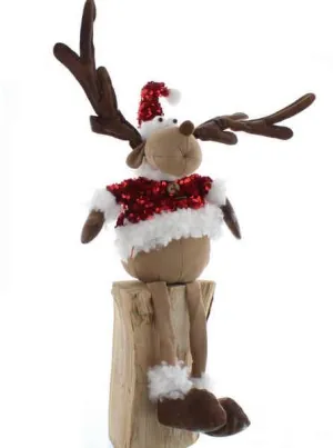 Festive 53cm Red Jacket Sitting Reindeer