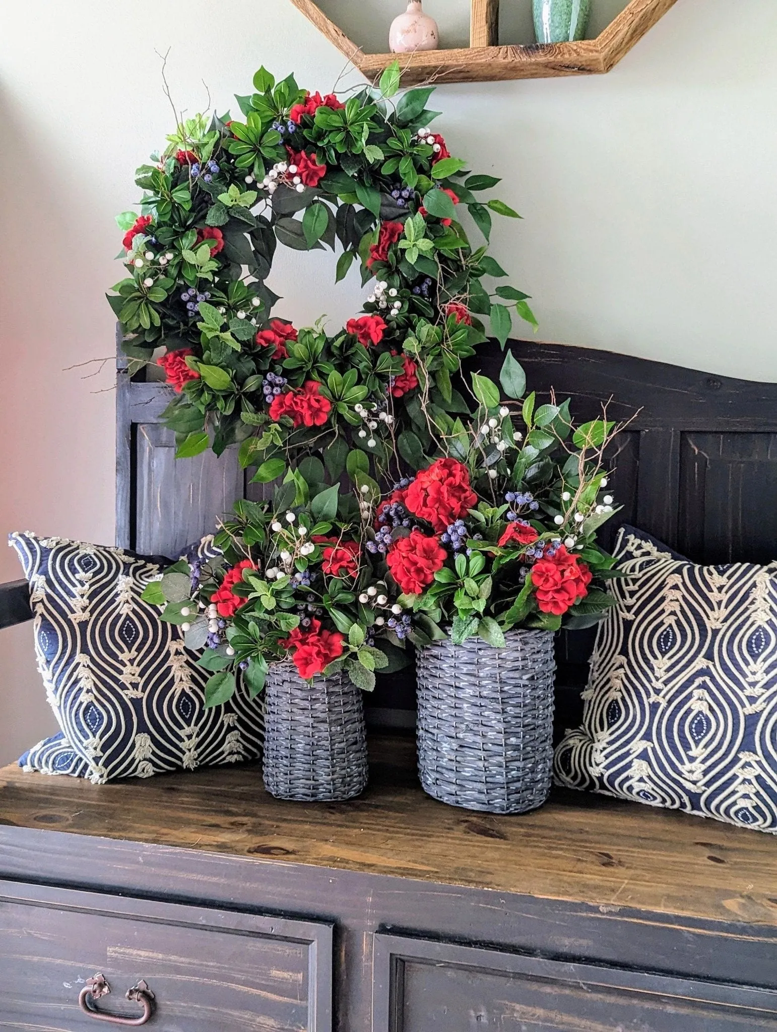 Festive Patriotic Red, White, and Blue Basket