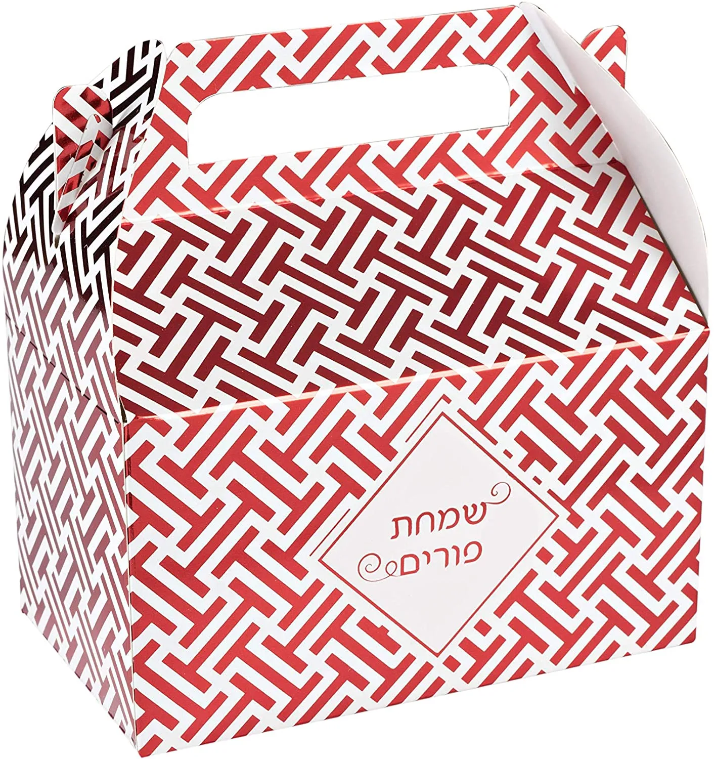 Foil Purim Treat Box Red 6.25" X 3.75" X 3.5" 20 Pack