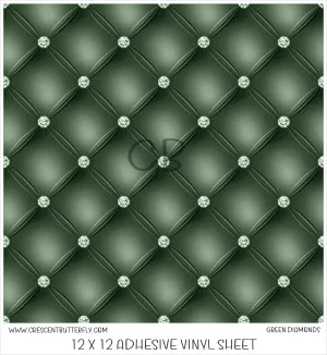 Green Diamonds Printed Vinyl Sheet