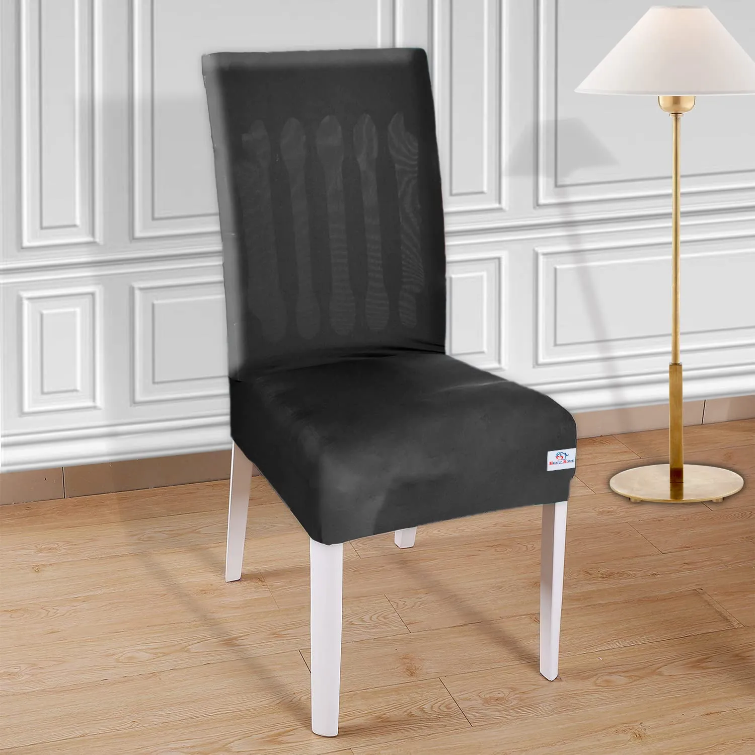 Heart Home Elastic Stretchable Polyster Chair Cover for Home, Office, Hotels, Wedding Banquet (Black)-50HH0967