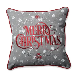 Indoor Snowy Christmas Grey-Red 16.5-inch Throw Pillow