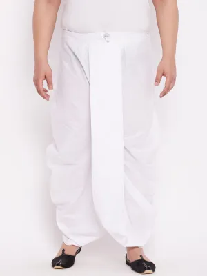 Jashvi Men's Plus Size Pure Cotton White Traditional Dhoti