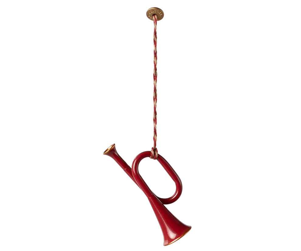 Maileg Metal ornament, Trumpet - Red