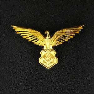 Master Mason Blue Lodge Brooch - Gold Plated Eagle Shape