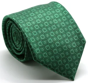 Mens Dads Classic Green Geometric Pattern Business Casual Necktie & Hanky Set Y-9