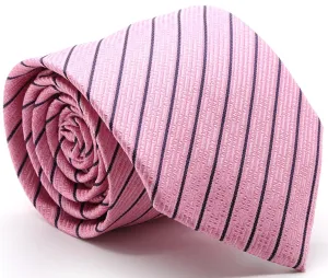 Mens Dads Classic Pink Striped Pattern Business Casual Necktie & Hanky Set C-10