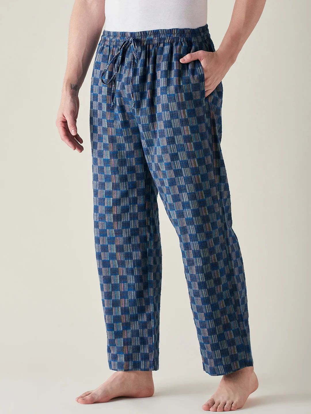 Mens Pure Cotton Blue checks Pyjama