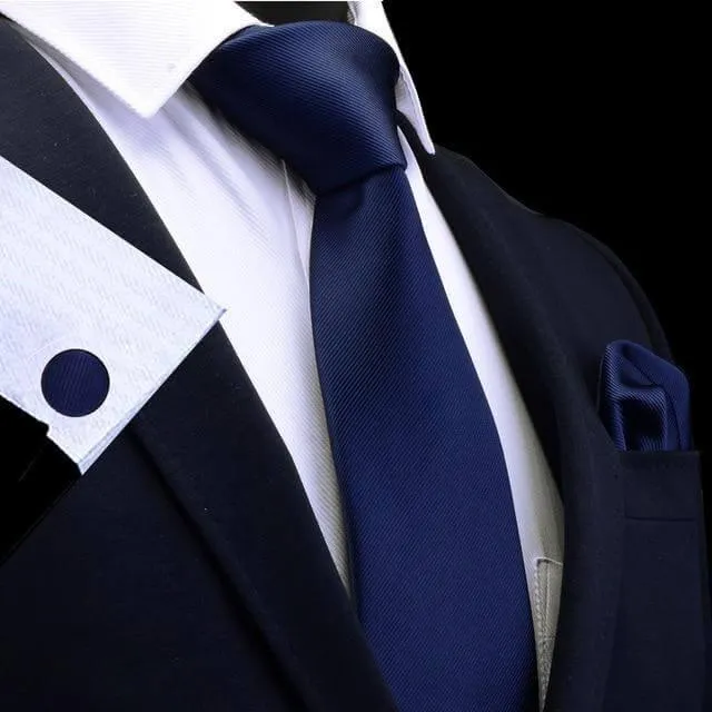 Men's Silk Tie & Pocket Square - FREE Matching Cufflinks Included!