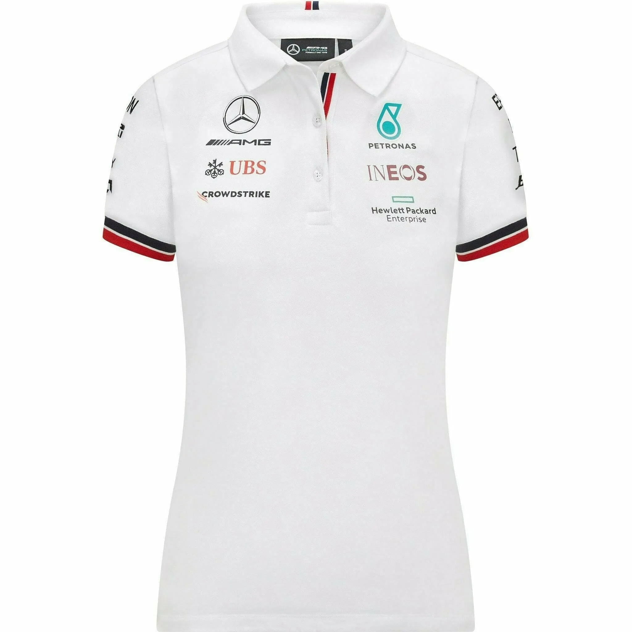 Mercedes Benz AMG Petronas F1 Women's Team Polo Shirt-Black/White