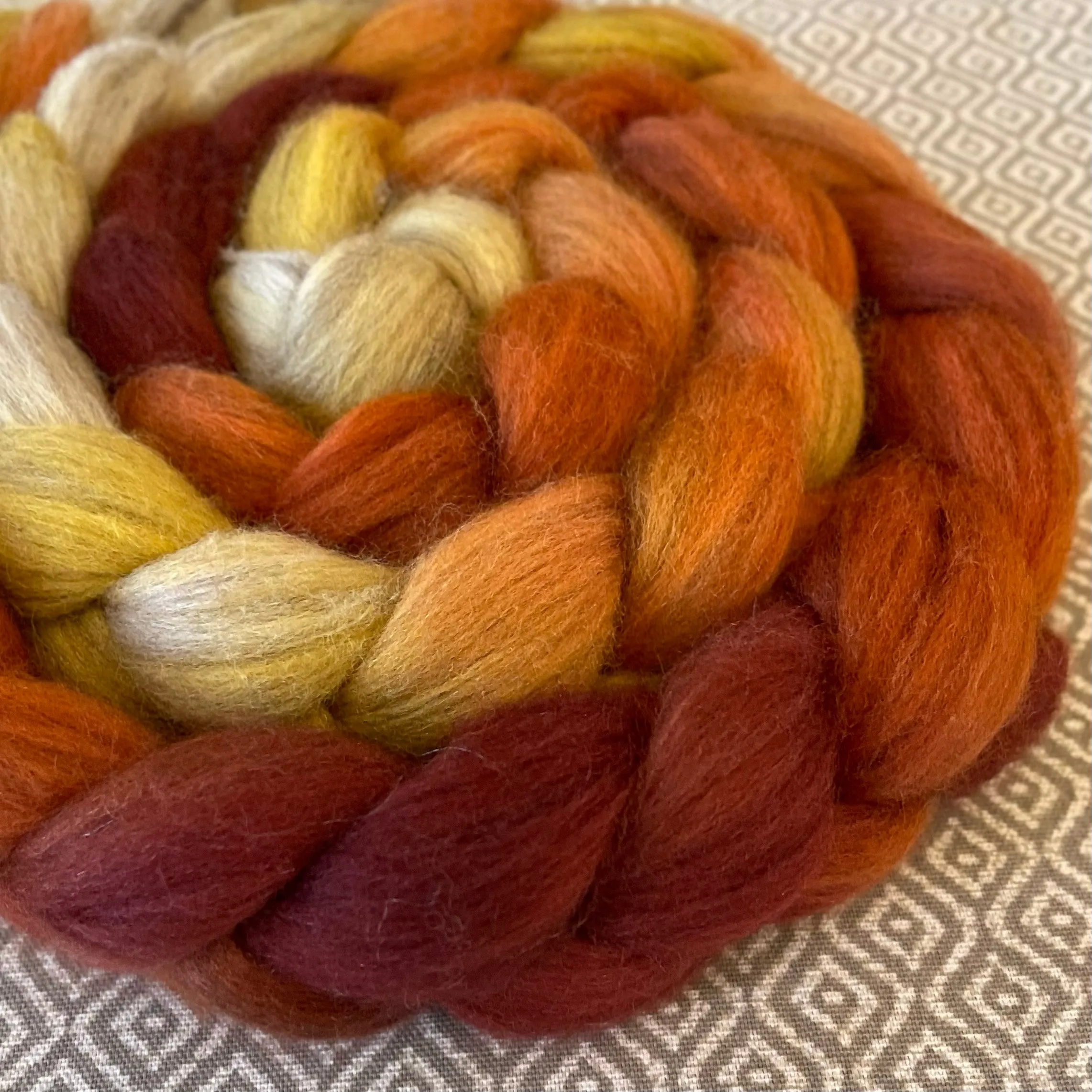 Merino Yak Silk Roving - OOAK - Candy Corn