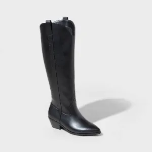 New - Women's Sommer Wide Calf Western Boots - Universal Thread Black 6.5WC