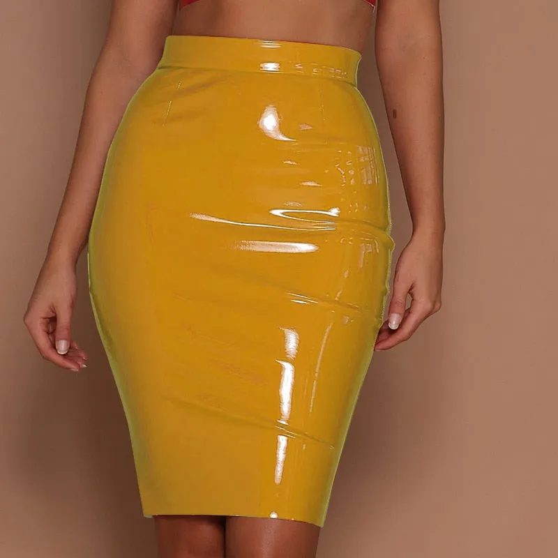 Patent Leather High Waist Skirt