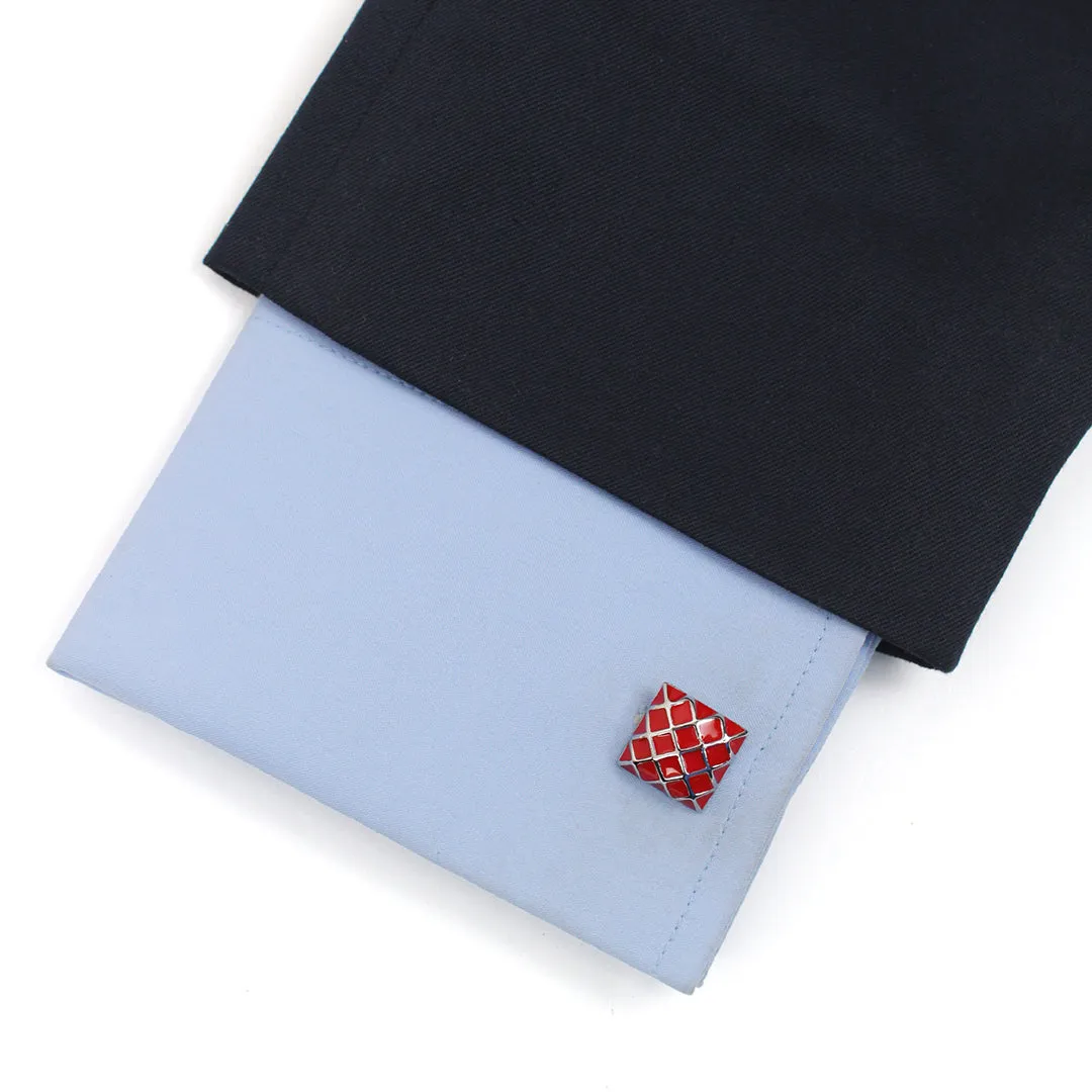 Peluche Enamel Play Red Cufflinks