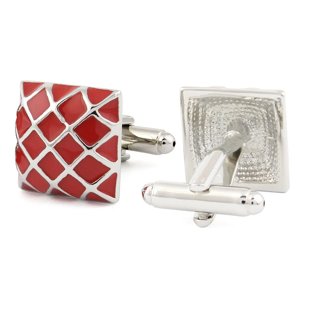 Peluche Enamel Play Red Cufflinks