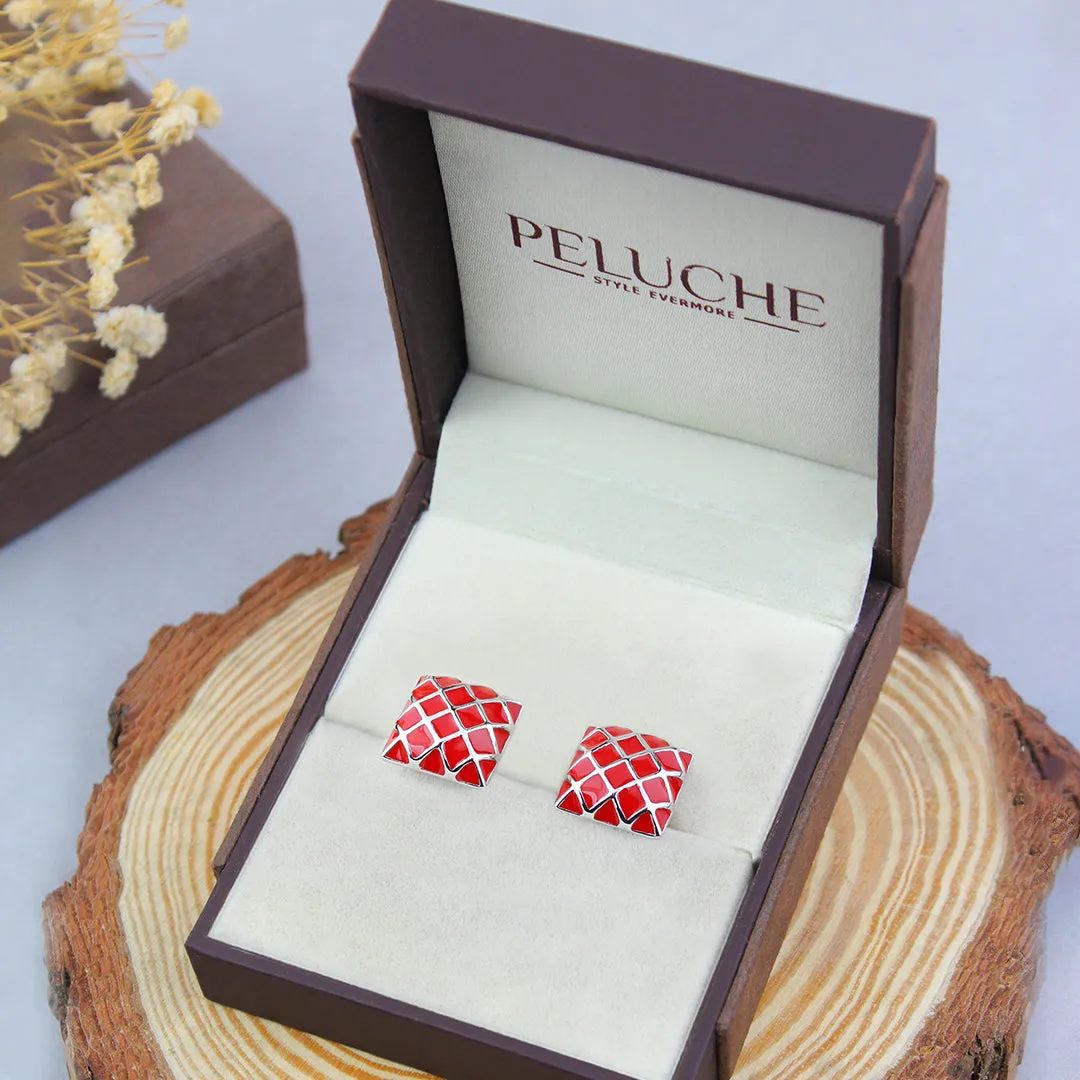 Peluche Enamel Play Red Cufflinks