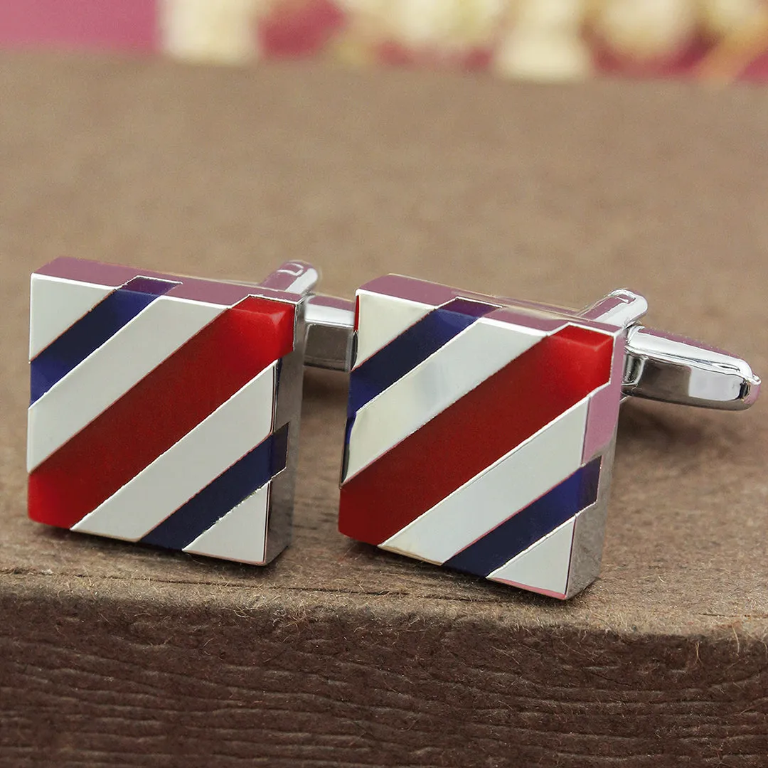 Peluche Striped Stone Design Cufflinks