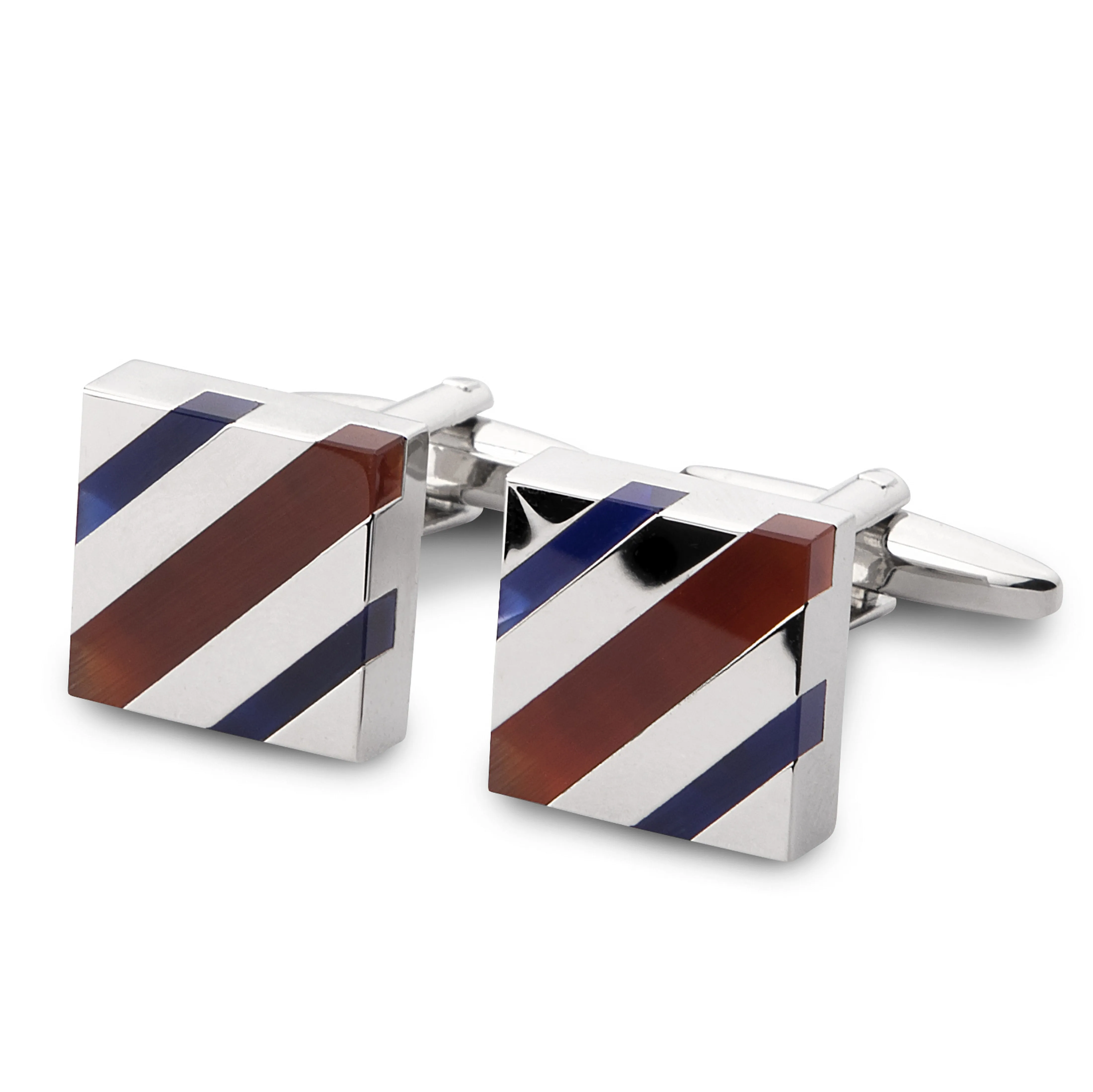 Peluche Striped Stone Design Cufflinks