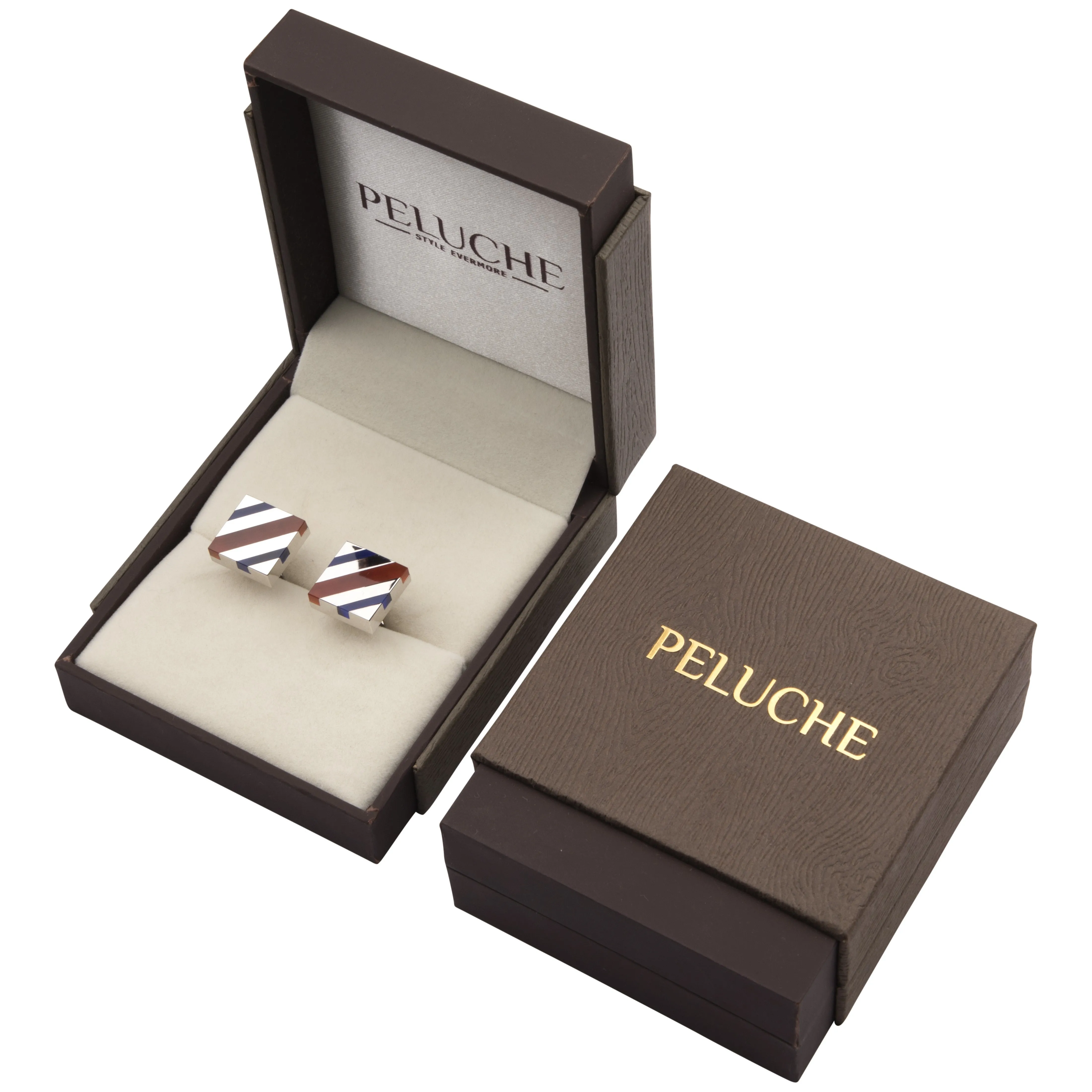 Peluche Striped Stone Design Cufflinks