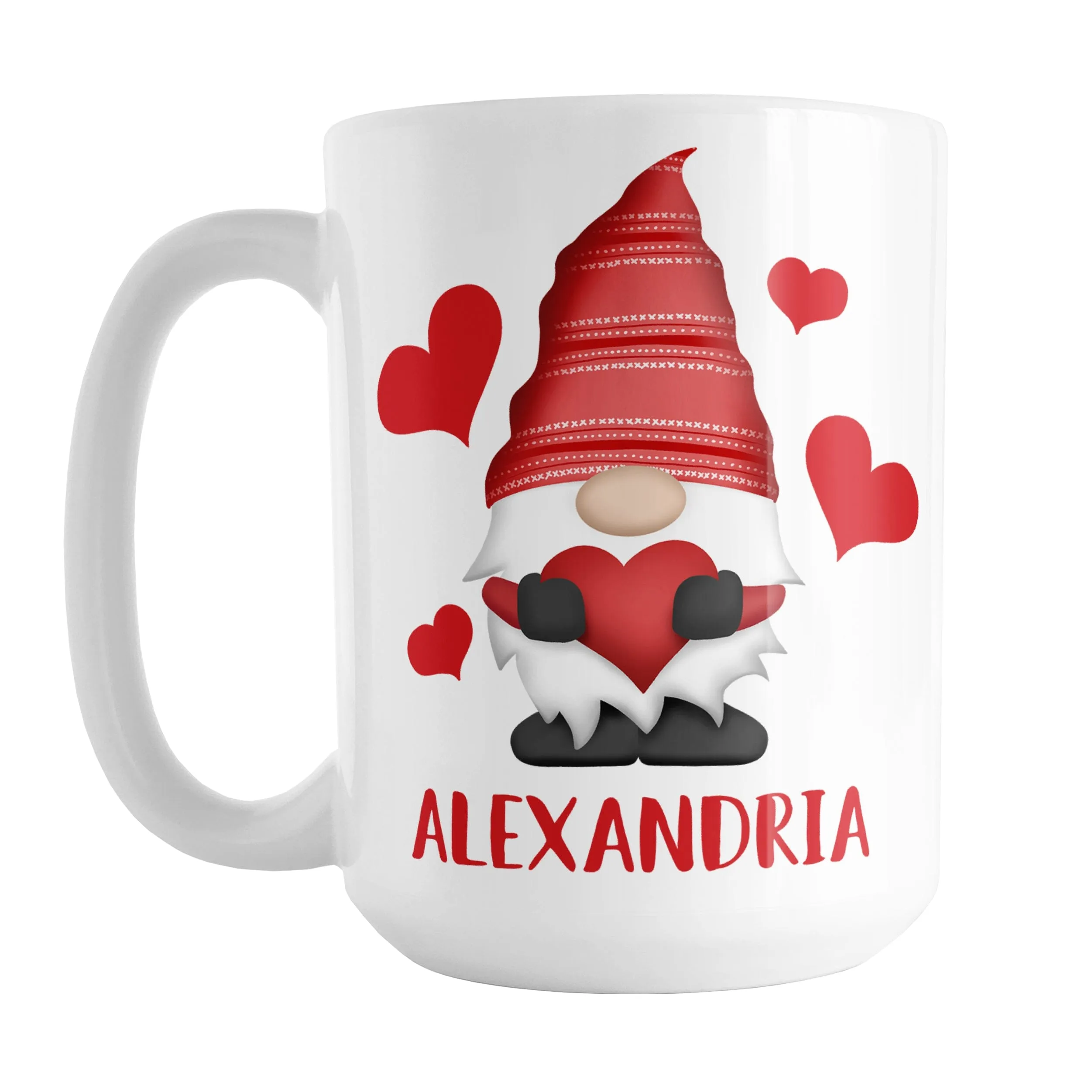 Personalized Red Heart Gnome Mug